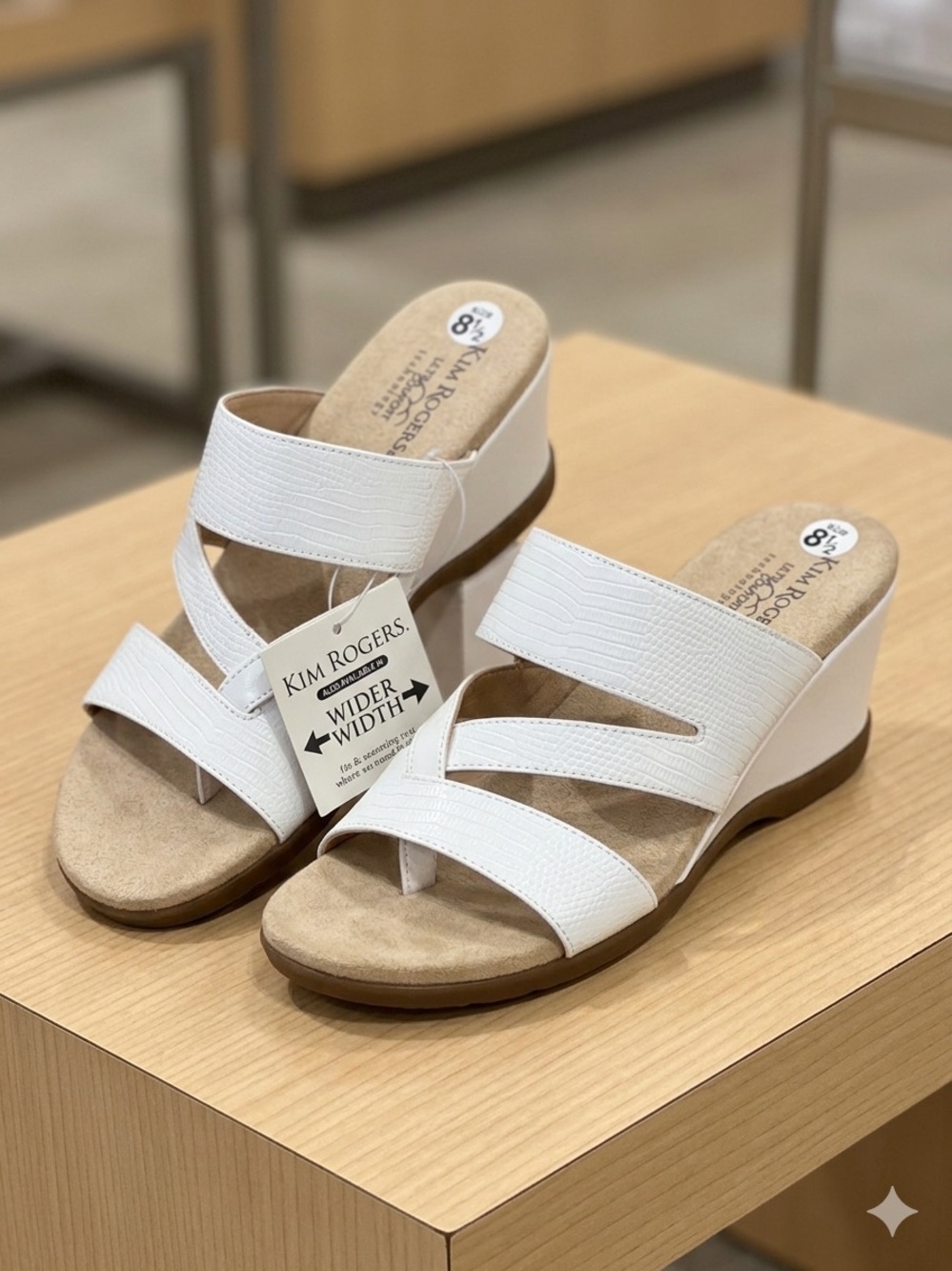 Kim Rogers White Textured Wedge Sandals
